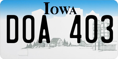 IA license plate DOA403