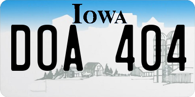 IA license plate DOA404