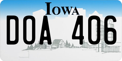 IA license plate DOA406