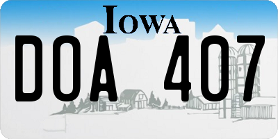 IA license plate DOA407