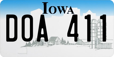 IA license plate DOA411
