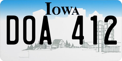 IA license plate DOA412