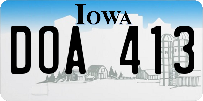 IA license plate DOA413