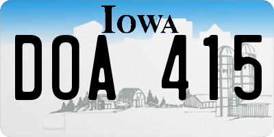 IA license plate DOA415