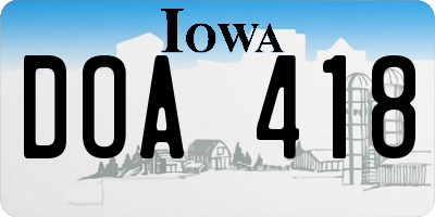 IA license plate DOA418