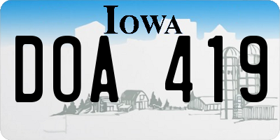 IA license plate DOA419