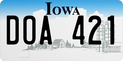 IA license plate DOA421
