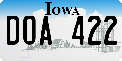 IA license plate DOA422