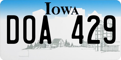 IA license plate DOA429
