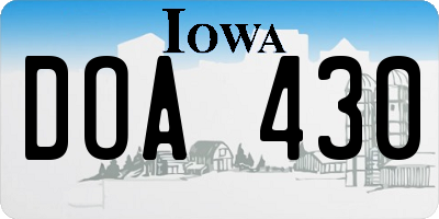 IA license plate DOA430