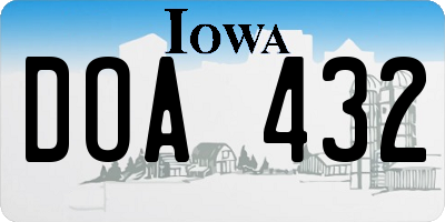 IA license plate DOA432