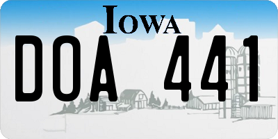 IA license plate DOA441