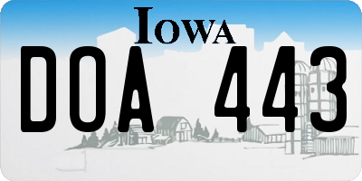 IA license plate DOA443