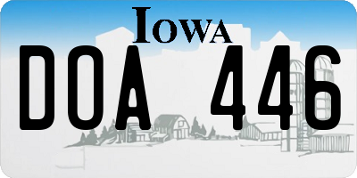 IA license plate DOA446