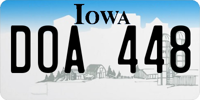 IA license plate DOA448