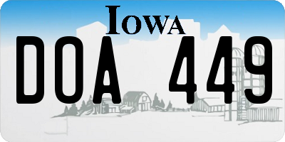 IA license plate DOA449
