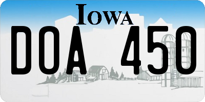 IA license plate DOA450