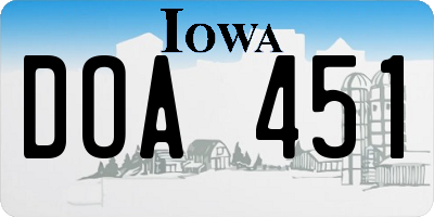IA license plate DOA451