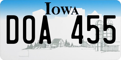 IA license plate DOA455