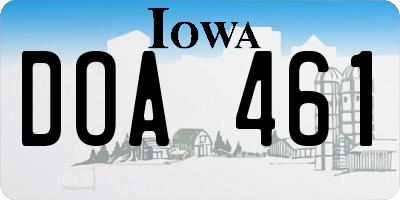 IA license plate DOA461