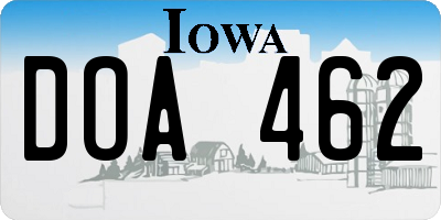 IA license plate DOA462