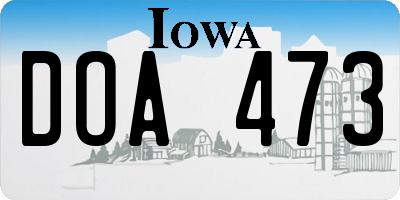 IA license plate DOA473