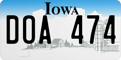 IA license plate DOA474
