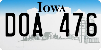 IA license plate DOA476