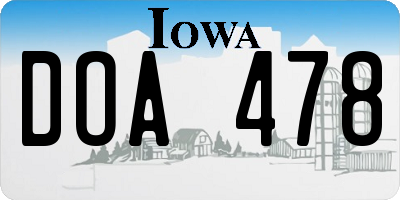 IA license plate DOA478