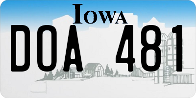 IA license plate DOA481