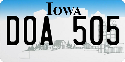 IA license plate DOA505