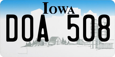IA license plate DOA508