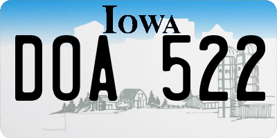 IA license plate DOA522