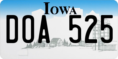 IA license plate DOA525