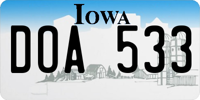 IA license plate DOA533