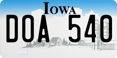 IA license plate DOA540