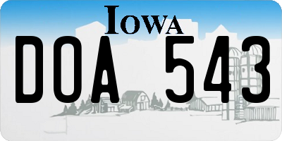 IA license plate DOA543