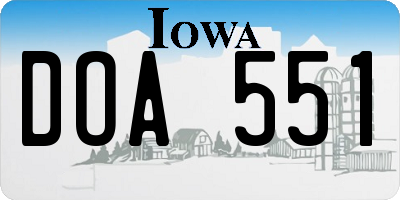 IA license plate DOA551