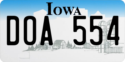 IA license plate DOA554