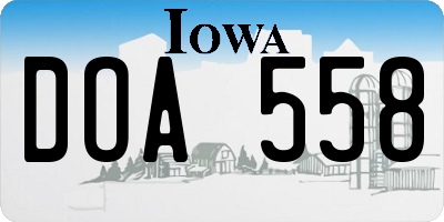 IA license plate DOA558