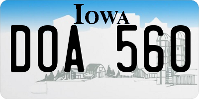IA license plate DOA560