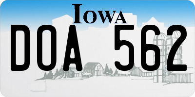 IA license plate DOA562