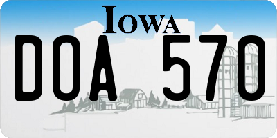 IA license plate DOA570