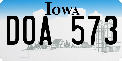 IA license plate DOA573