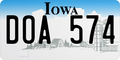 IA license plate DOA574