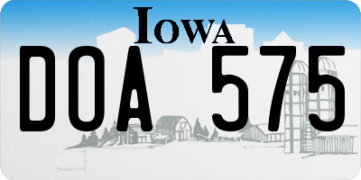IA license plate DOA575