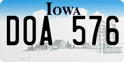 IA license plate DOA576