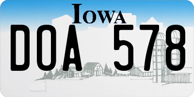 IA license plate DOA578