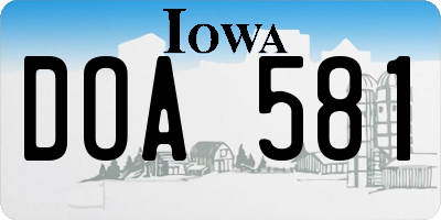 IA license plate DOA581
