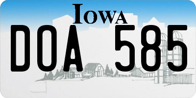 IA license plate DOA585